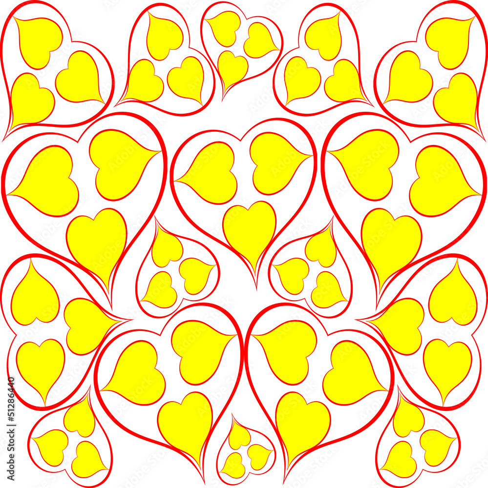 a few hearts in one, seamless background