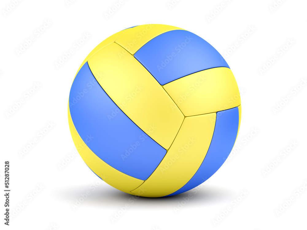 Fototapeta premium Blue and yellow soccerball on white closeup