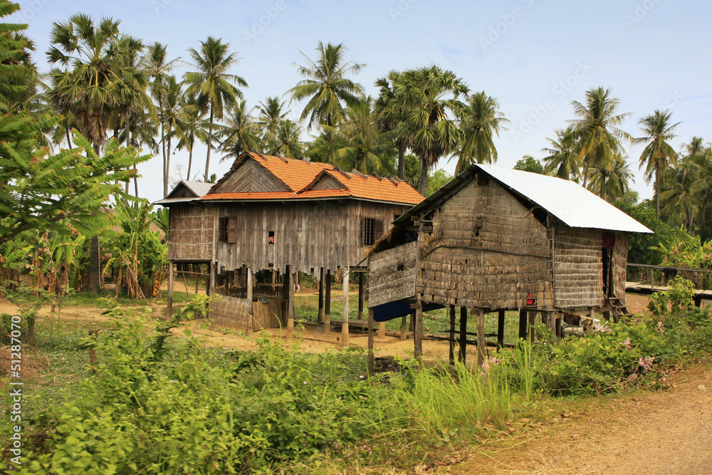Stilt houses in a small village near Kratie, Cambodia Stilt houses in a small village near Kratie, Cambodia