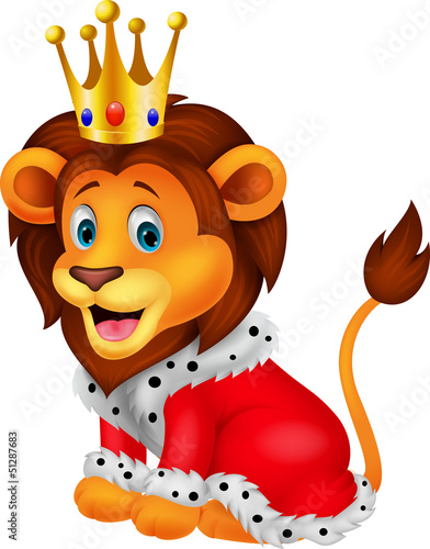Fototapeta Naklejka Na Ścianę i Meble -  Cartoon lion in king outfit