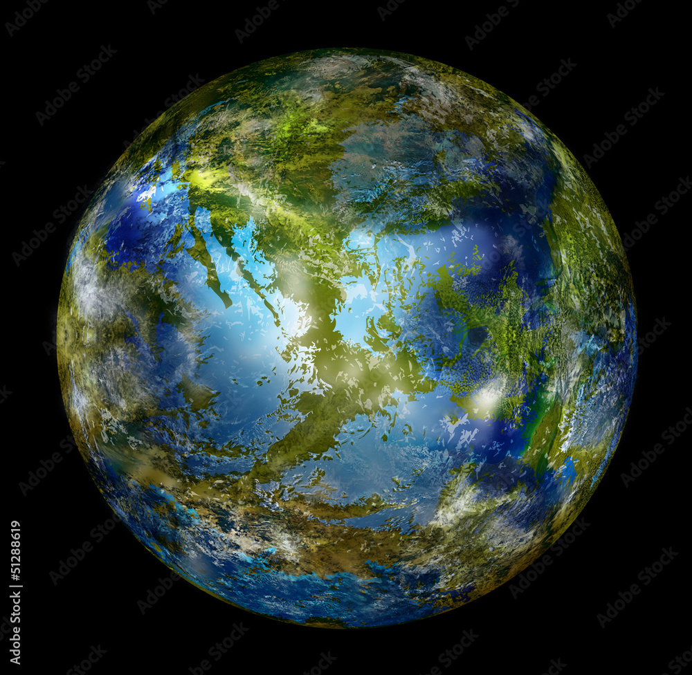 Naklejka premium Globe Earth on a black background