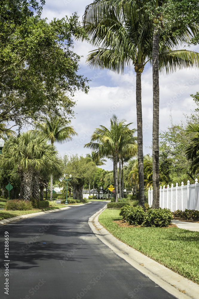 Traditional community road in Naples, Florida