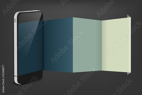 Mobile phone with creative folded paper modern template design