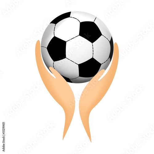 Soccer ball in his hands