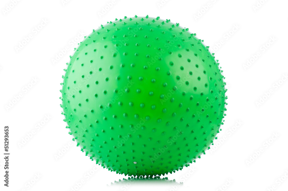 Green exercise ball isolated on white Green exercise ball isolated on white