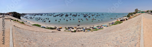 Panorama with fishing boats in Mui Ne, Vietnam