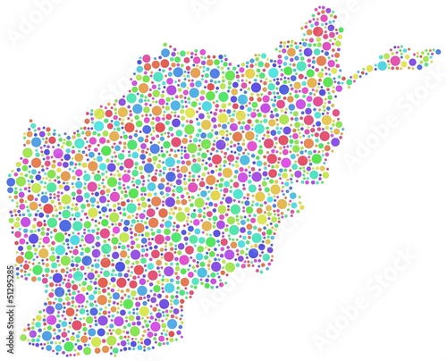 Map of Afghanistan - Asia - in a mosaic of harlequin bubbles