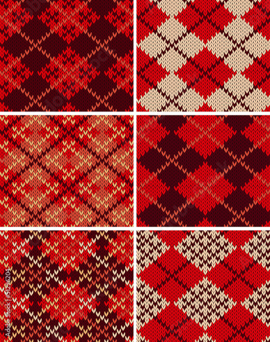 Set of knitted swatches