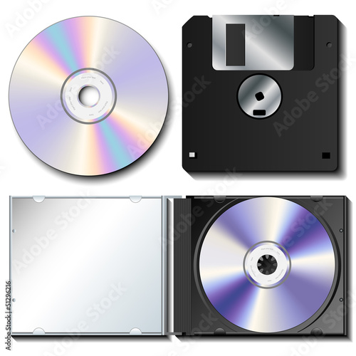 Realistic CD and floppy set