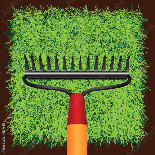 Grass sod and Garden rakes