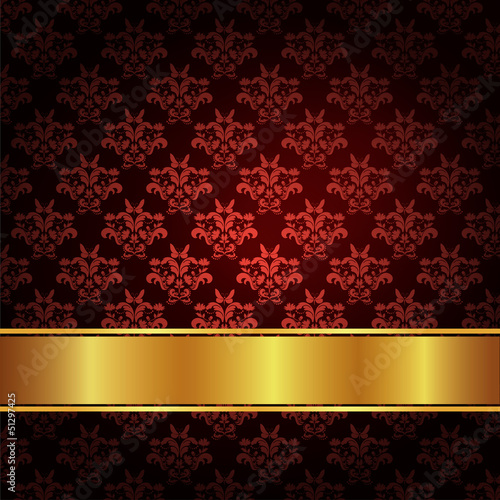 Motif papillon et fleurs sur fond rouge