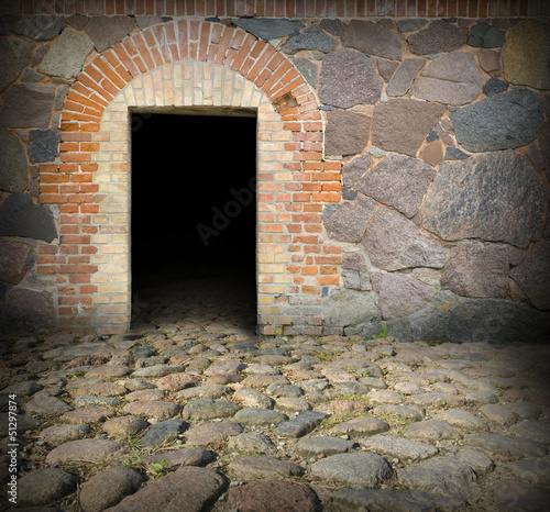 Old stone house door