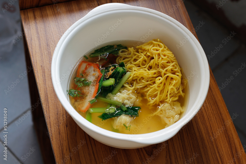 Chinese egg noodle soup with pork Chinese egg noodle soup with pork
