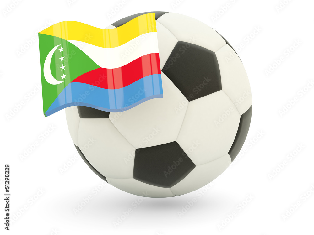 Obraz premium Football with flag of comoros