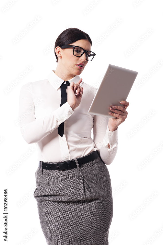 Beautiful businesswoman using digital tablet