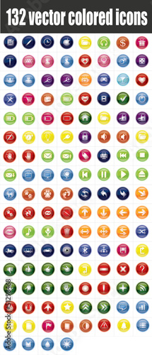 132 colored vector icons