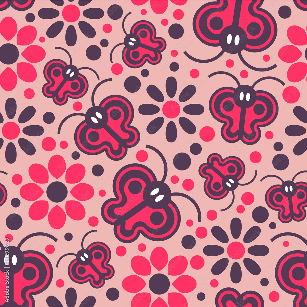 Seamless pattern with butterflies and flowers Seamless pattern with butterflies and flowers