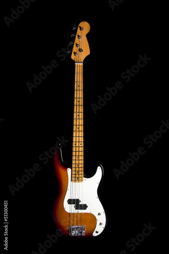 bass guitar on black background