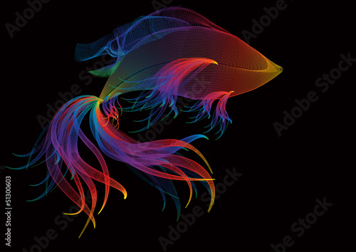 Abstract background with rainbow goldfish