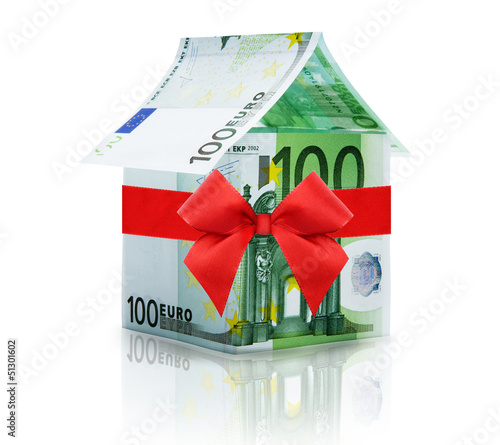 Geldhäuschen mit Roter Schleife