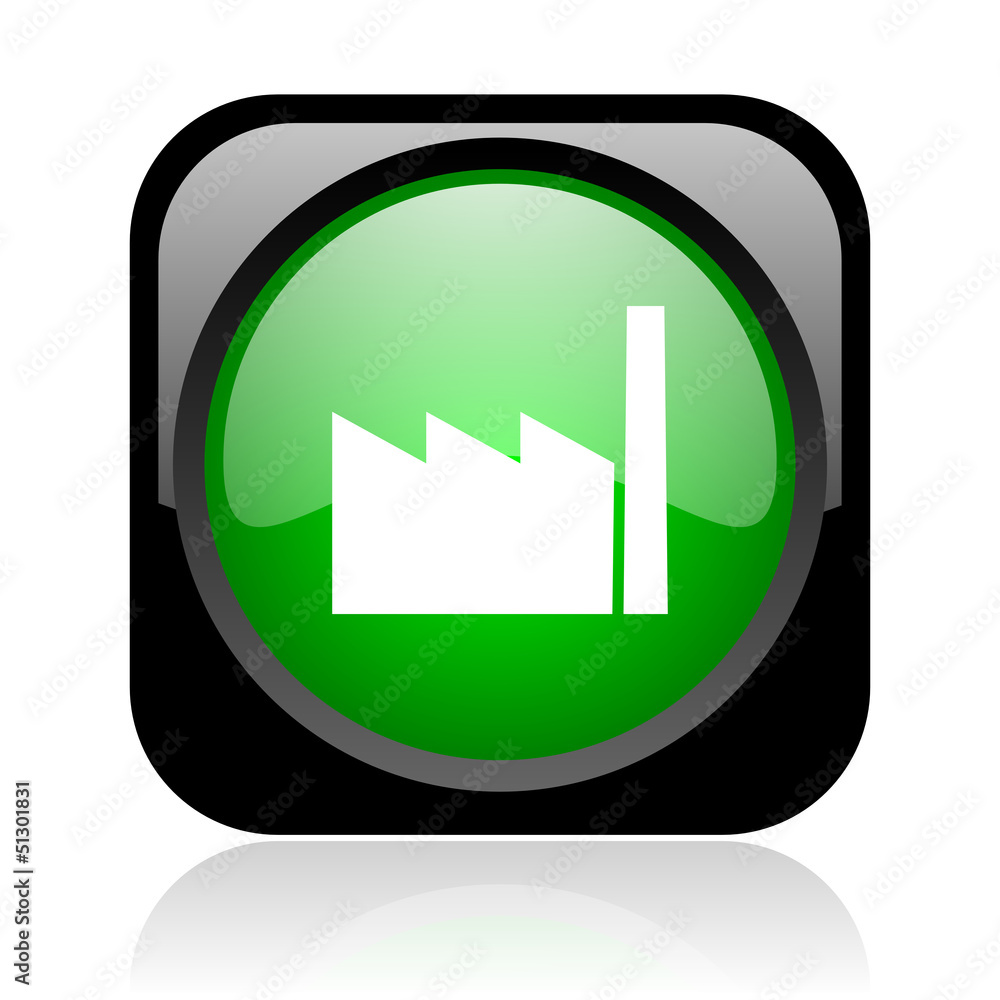 industry black and green square web glossy icon industry black and green square web glossy icon