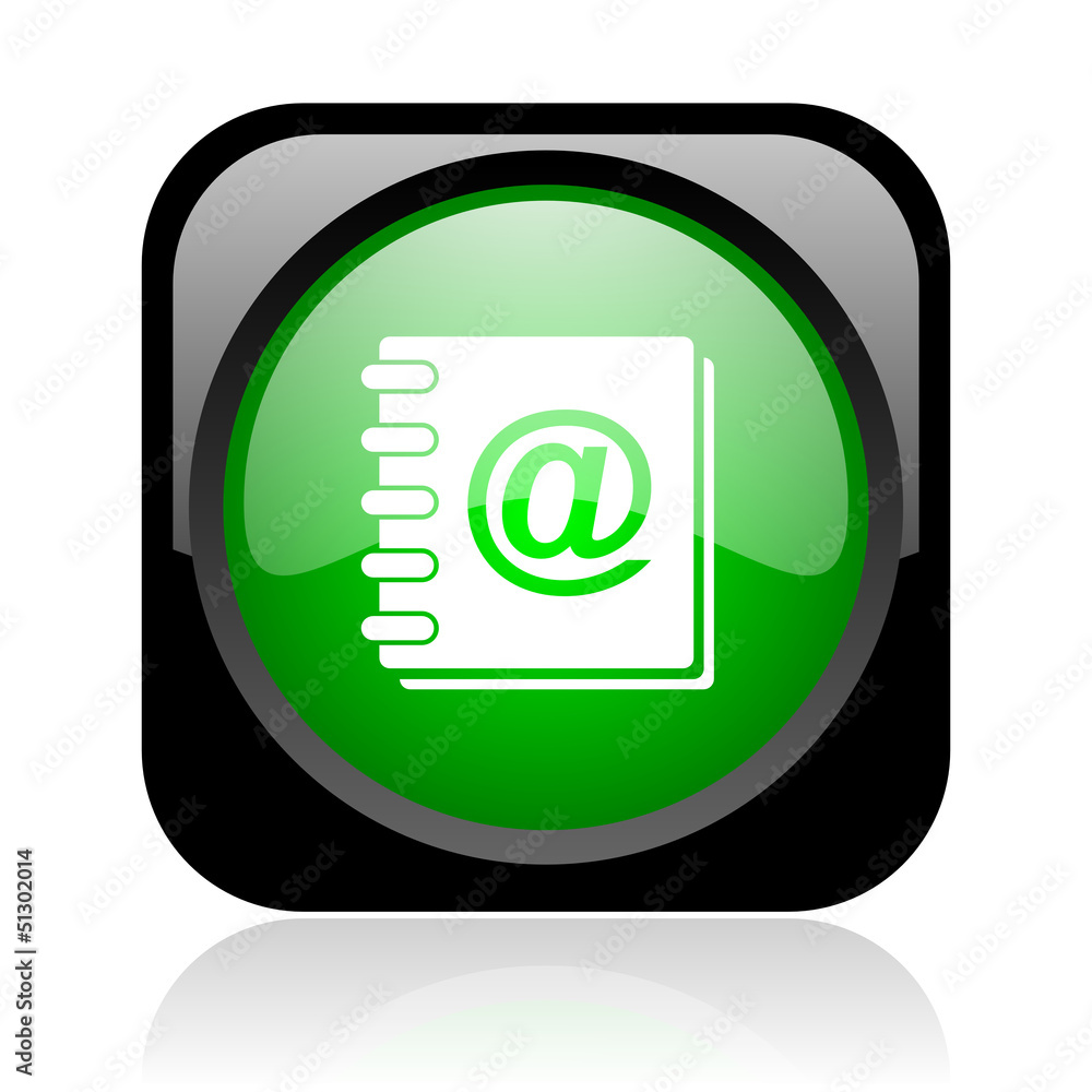address book black and green square web glossy icon address book black and green square web glossy icon