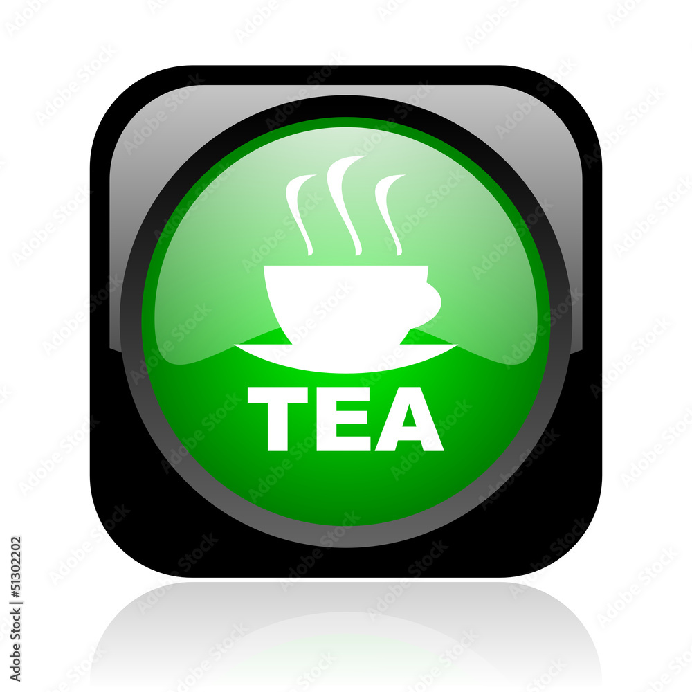 tea black and green square web glossy icon tea black and green square web glossy icon