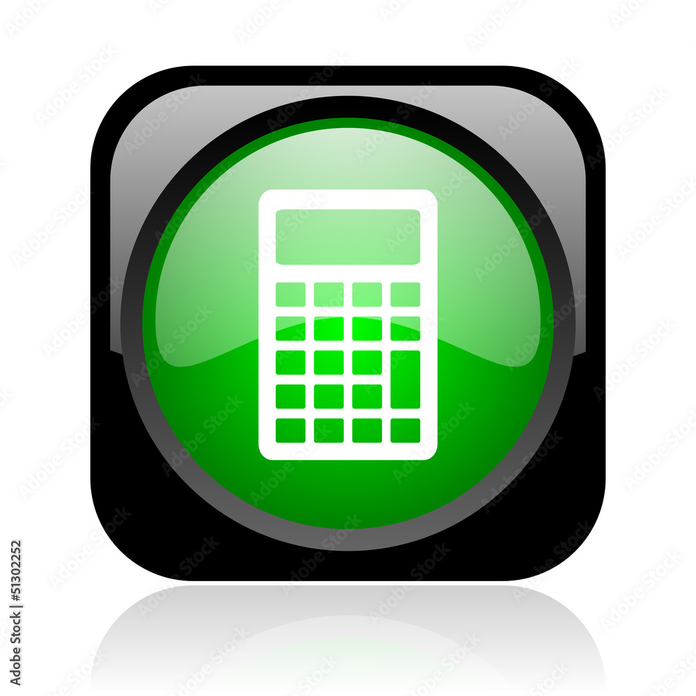 calculator black and green square web glossy icon calculator black and green square web glossy icon
