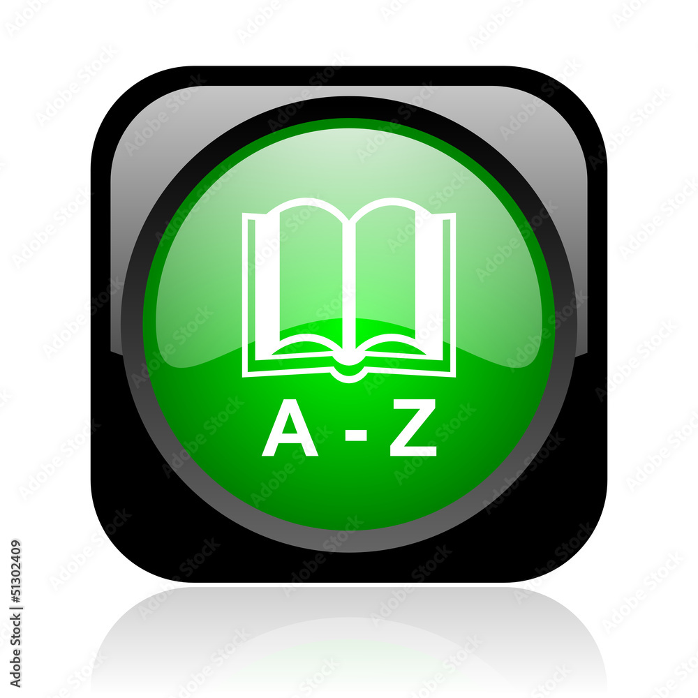 dictionary black and green square web glossy icon dictionary black and green square web glossy icon