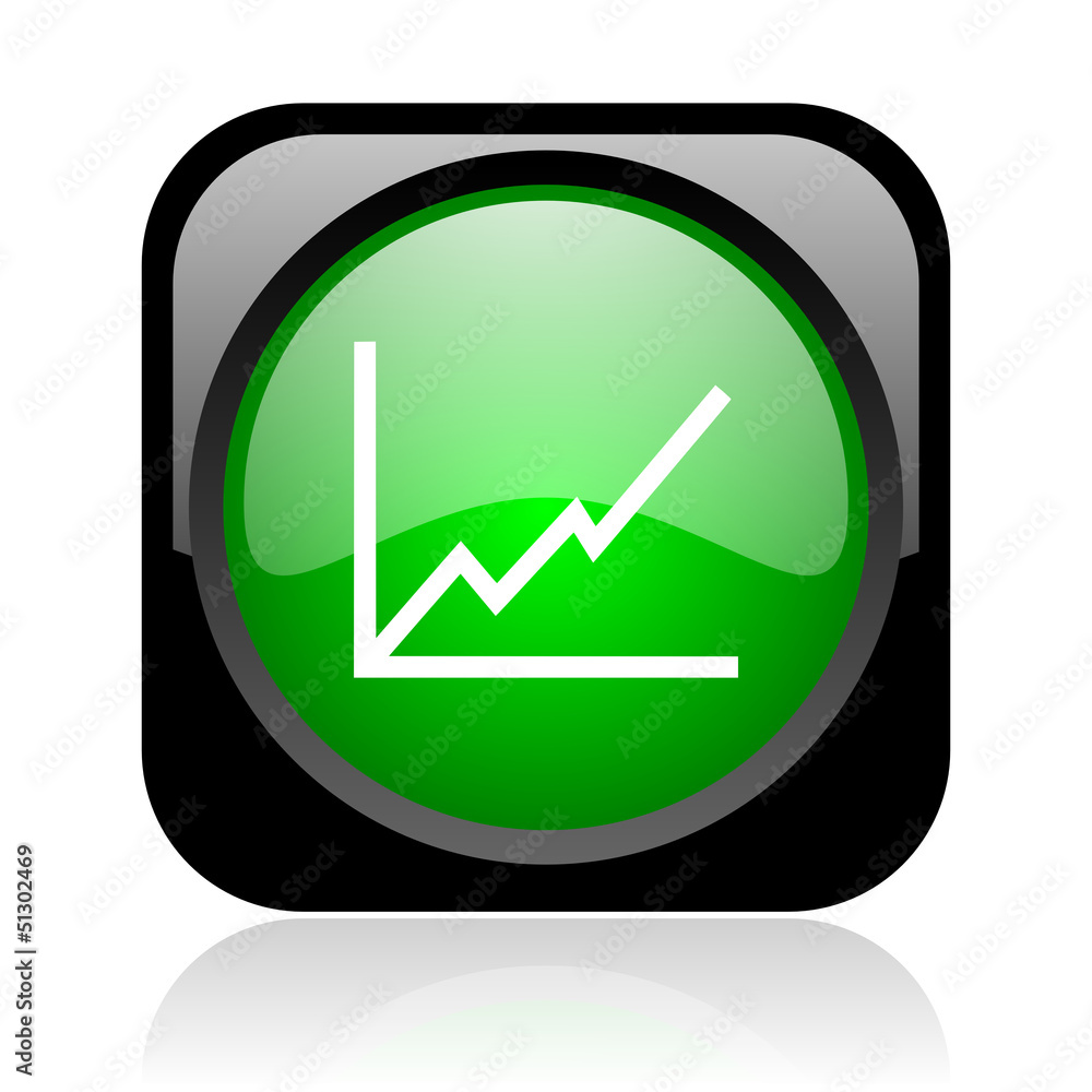 chart black and green square web glossy icon chart black and green square web glossy icon