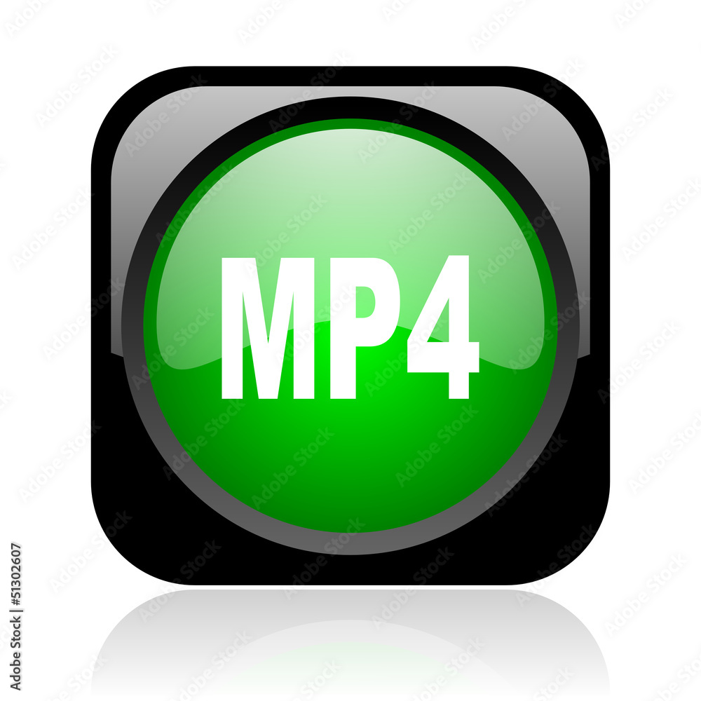 mp4 black and green square web glossy icon mp4 black and green square web glossy icon