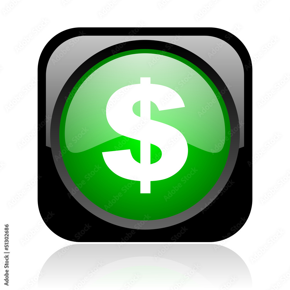 us dollar black and green square web glossy icon us dollar black and green square web glossy icon