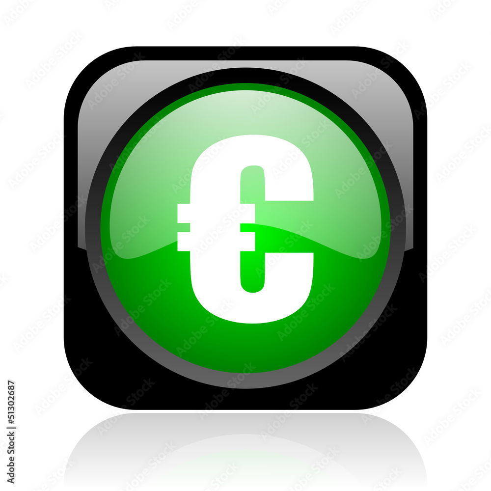 euro black and green square web glossy icon euro black and green square web glossy icon