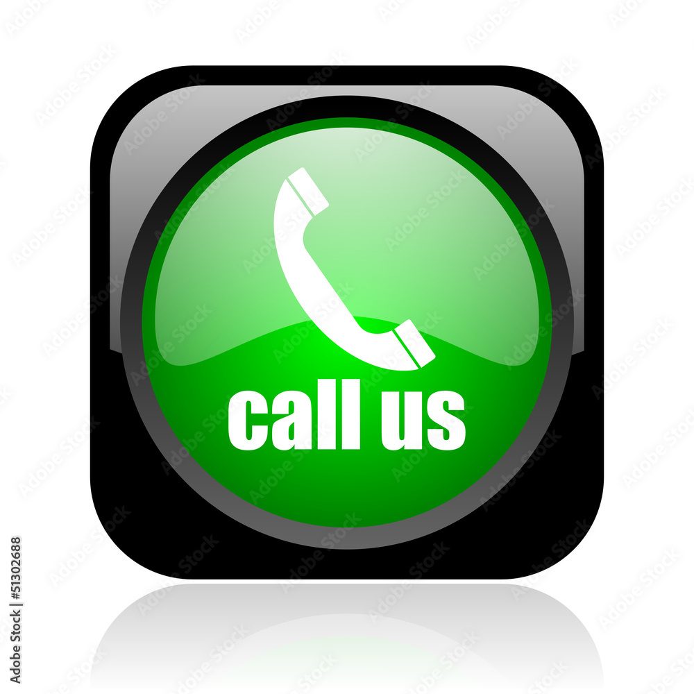 call us black and green square web glossy icon call us black and green square web glossy icon