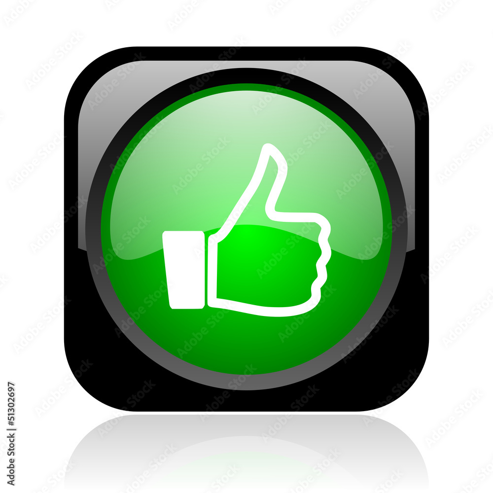 thumb up black and green square web glossy icon thumb up black and green square web glossy icon