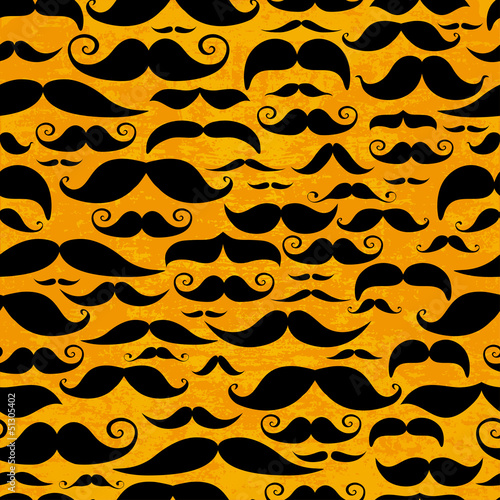 Mustache orange seamless pattern in vintage style