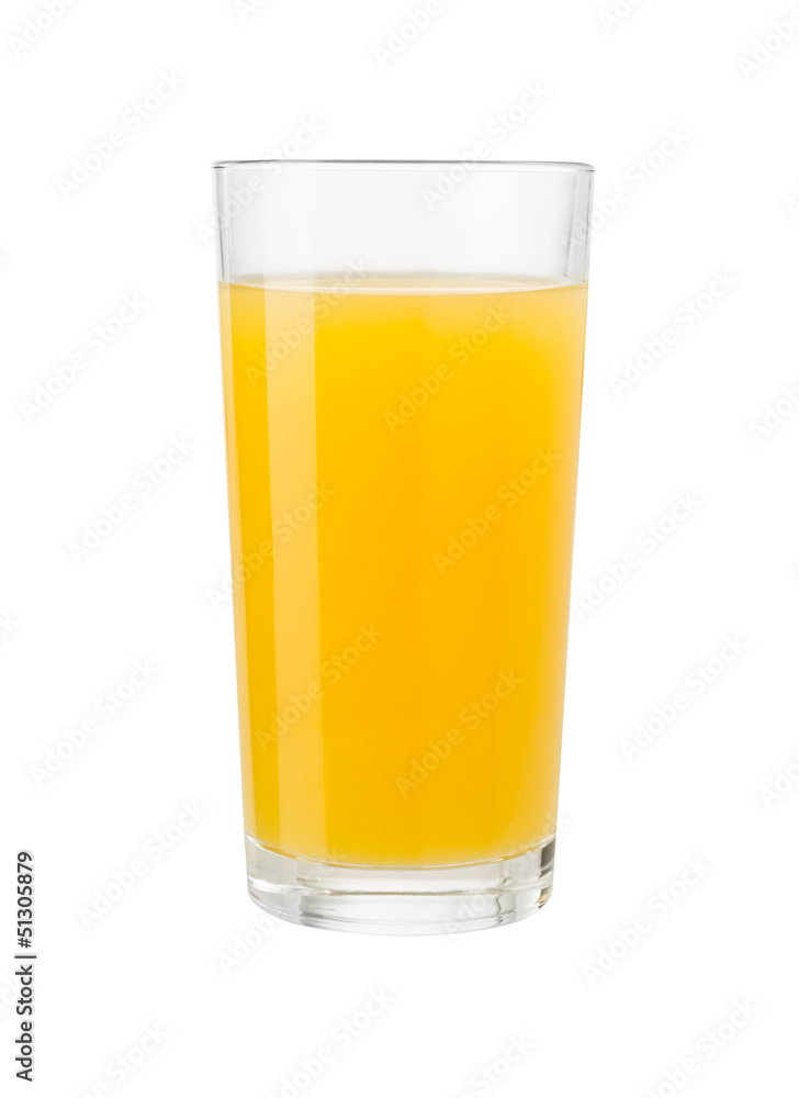 Orange juice in glass isolated on white with clipping path inclu Orange juice in glass isolated on white with clipping path inclu