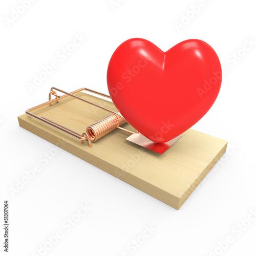 Red heart on mousetrap