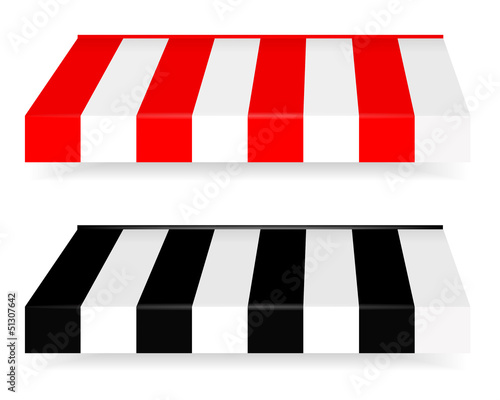Colorful set of striped awnings