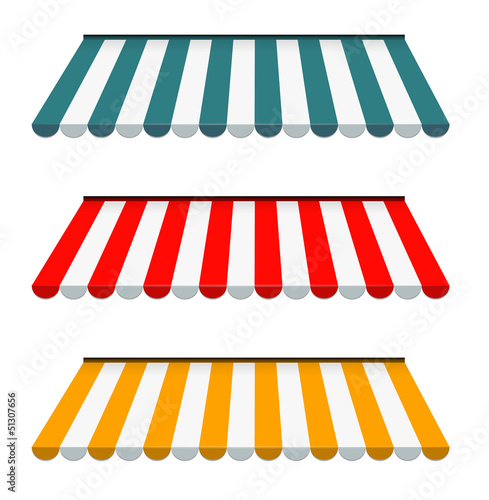 Colorful set of striped awnings