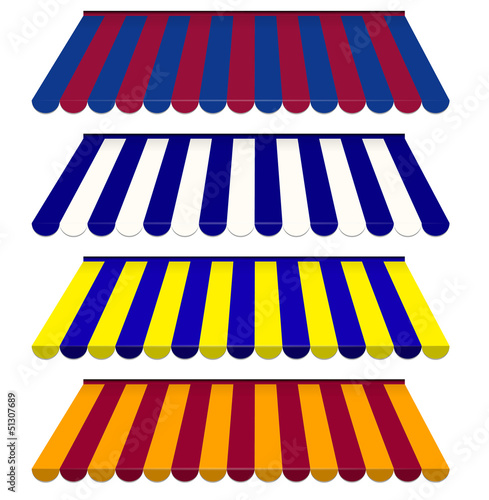 Colorful set of striped awnings