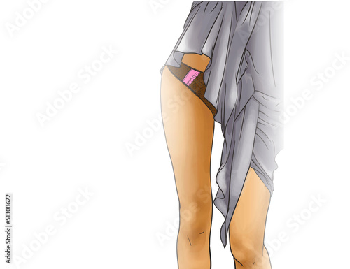 Girl legs in panties and nightie