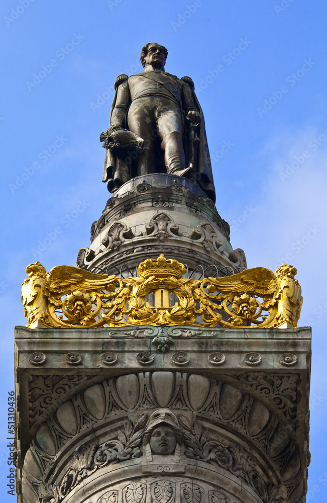 King Leopold I Statue on the Congress Column in Brussels.