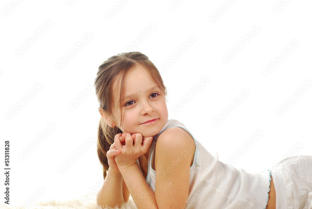 Stock image of happy girl, isolated on white