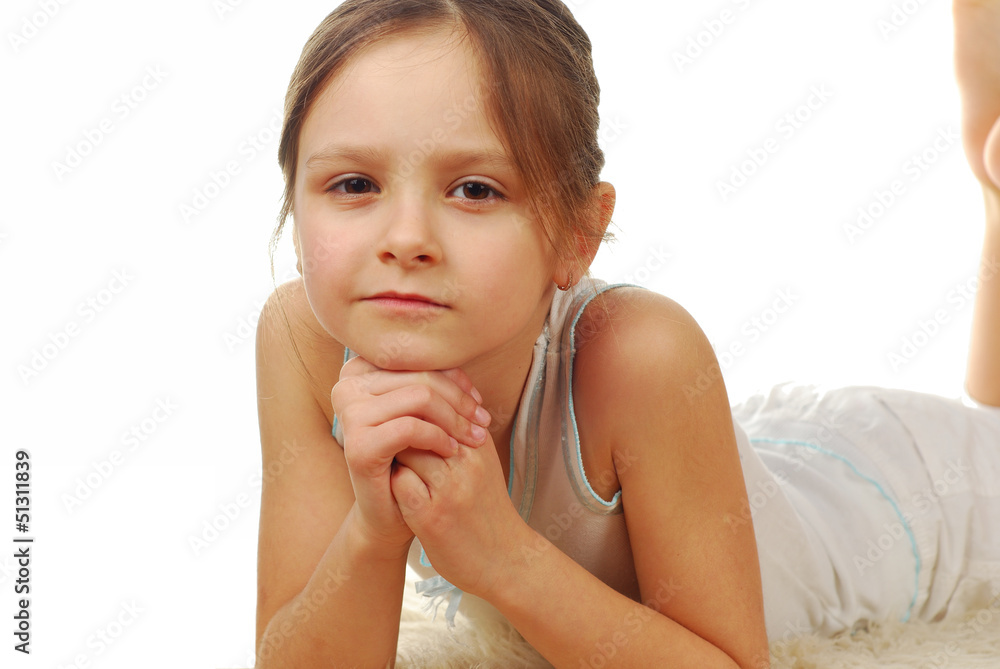 Stock image of happy girl, isolated on white