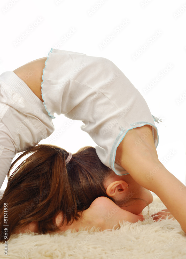 girl gymnast on a white background