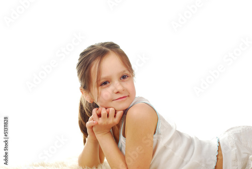 Obraz na płótnie Stock image of happy girl, isolated on white w salonie