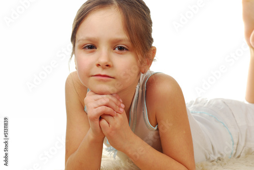 Obraz na płótnie Stock image of happy girl, isolated on white w salonie