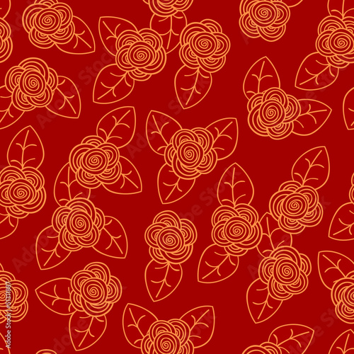 Seamless red floral pattern