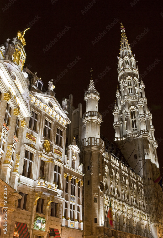 City Hall (Hotel de Ville) and Guildhalls in the Grand Place in